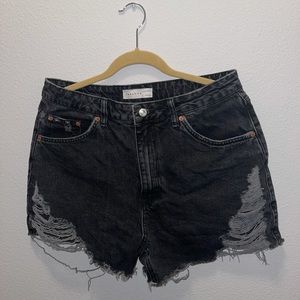 Top Shop High Waisted Ripped Jean Shorts